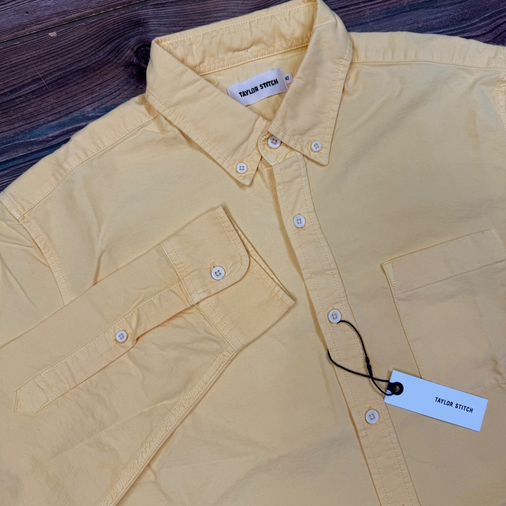 Taylor Stitch Men 42 Large The Jack Shirt Straw Yellow Organic Cotton Oxford NWT - Picture 1 of 7